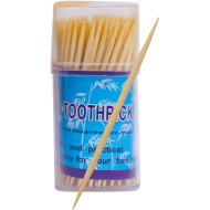 Set 200 de scobitori din bambus, in recipient de plastic, 6.2 CM*12 tuburi